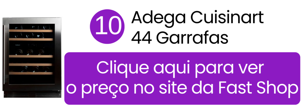 Adega Dual Zone Cuisinart Inox 44 garrafas na Fast Shop.
