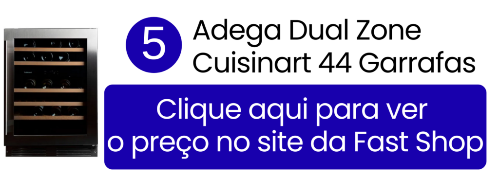 Adega Dual Zone Cuisinart Inox para 44 garrafas na Fast Shop.