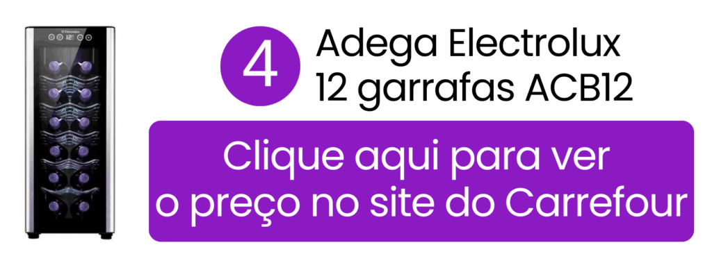 Adega Electrolux 12 garrafas com acabamento em alumínio no Carrefour.