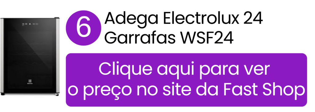 Adega de vinhos Electrolux 24 garrafas WSF24 com painel digital na Fast Shop.