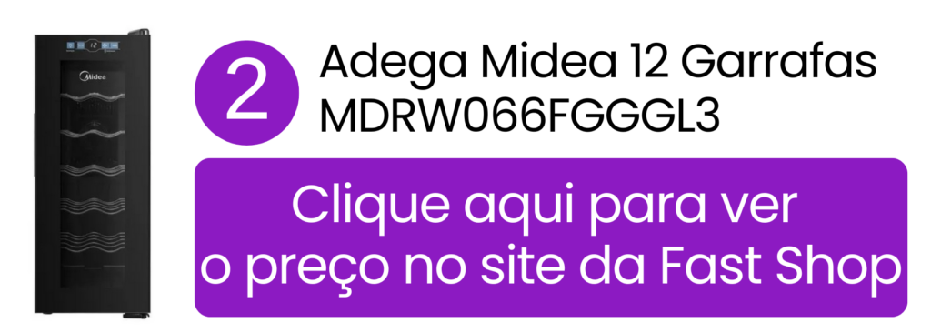 Adega Midea 12 garrafas MDRW066FGGGL3 com porta de vidro e painel touch na Fast Shop.