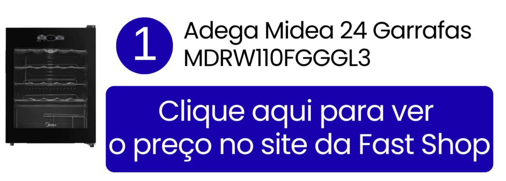 Adega Midea 24 garrafas MDRW110 com porta de vidro e painel touch na Fast Shop.