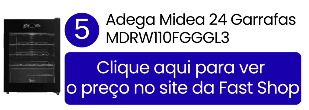 Adega Midea 24 garrafas MDRW110 com porta de vidro e painel touch na Fast Shop.