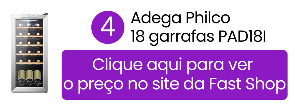 Adega Philco PAD18I para 18 garrafas com display digital na Fast Shop.