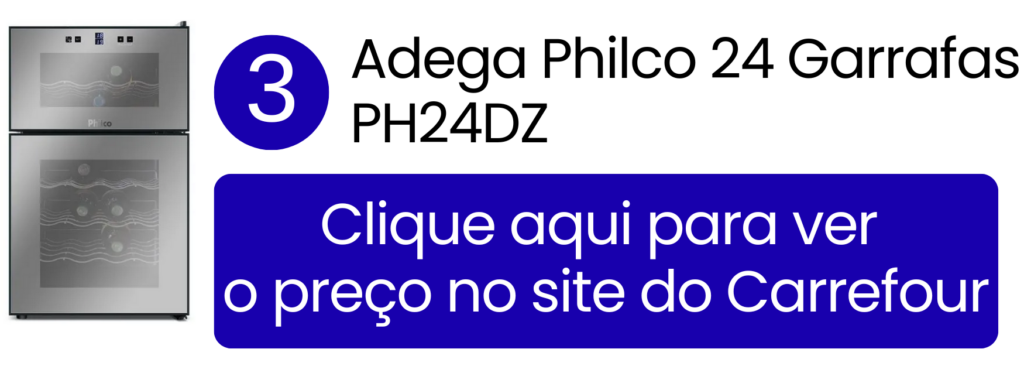 Adega Philco 24 garrafas PH24DZ compacta para vinhos no Carrefour.