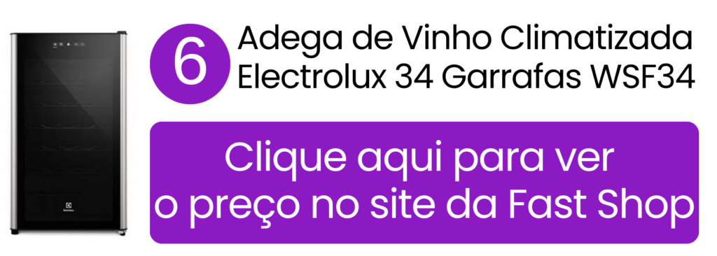 Adega de vinho climatizada Electrolux 34 garrafas com painel digital na Fast Shop.