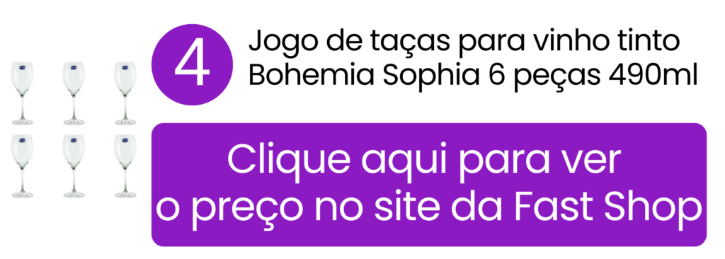 Jogo de taças Bohemia Sophia 490ml para vinhos tintos encorpados na Fast Shop.
