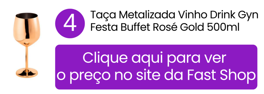 Taça de vinho metalizada rosé gold para festas e eventos na Fast Shop.