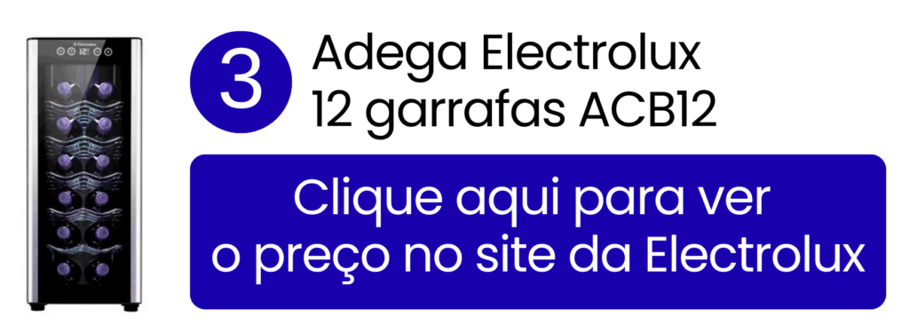 Adega de vinho Electrolux ACB12 12 garrafas com tecnologia de baixo ruído na loja oficial.