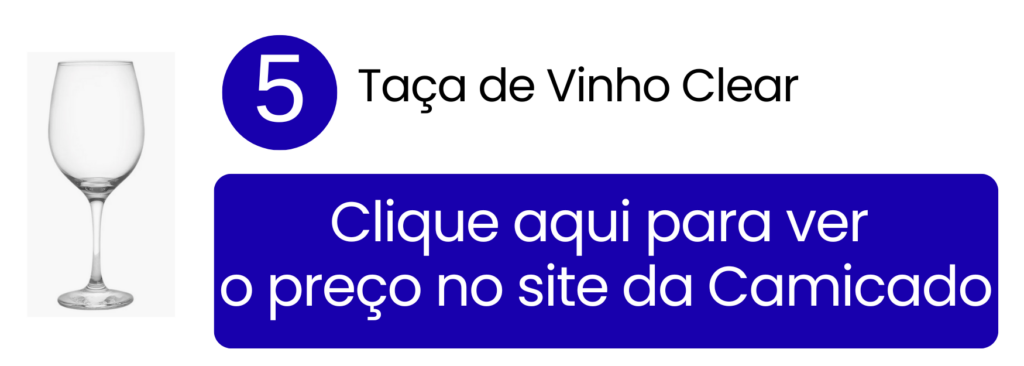 Taça de vinho Clear em vidro soprado com acabamento minimalista na Camicado.