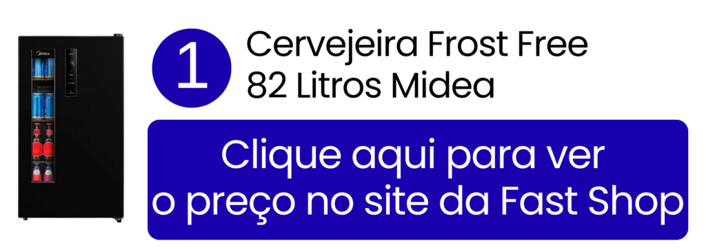 Cervejeira Midea 82 litros preta com sistema Frost Free e porta de vidro na Fast Shop.