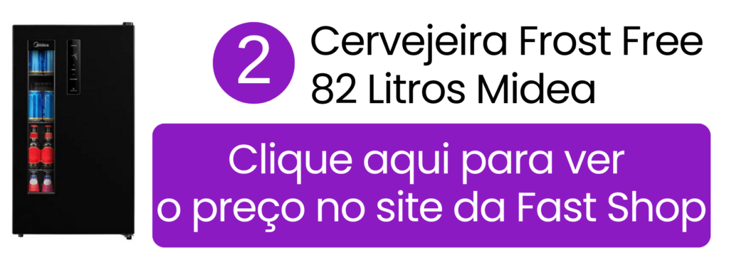 Cervejeira preta Midea 82 litros com sistema Frost Free na Fast Shop.