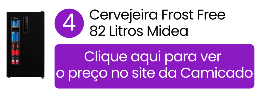 Cervejeira Midea Frost Free 82 litros com porta de vidro e eficiência energética na Camicado.