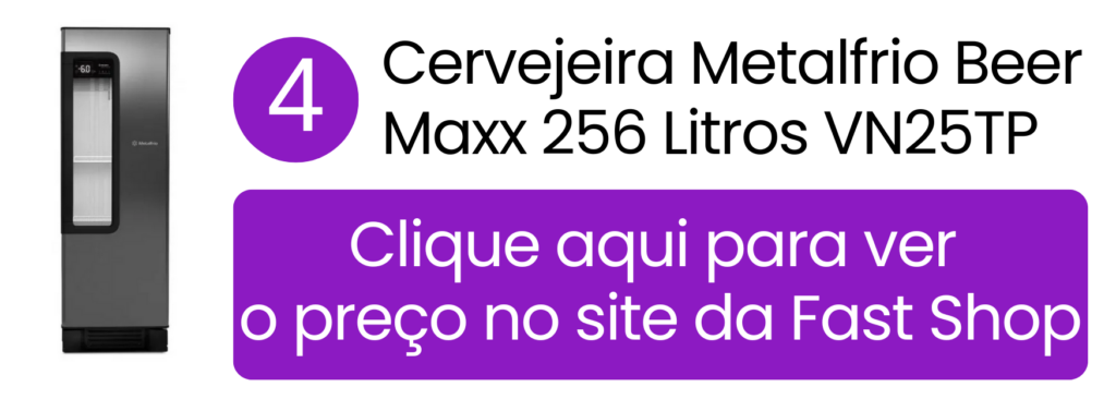 Cervejeira Metalfrio Beer Maxx 256 litros modelo VN25TP na Fast Shop.