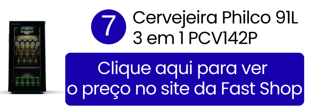 Cervejeira Philco 91 litros 3 em 1 com display digital na Fast Shop.