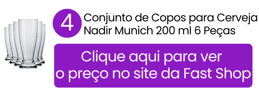 Conjunto de copos para cerveja Nadir Munich 200ml com 6 peças na Fast Shop.