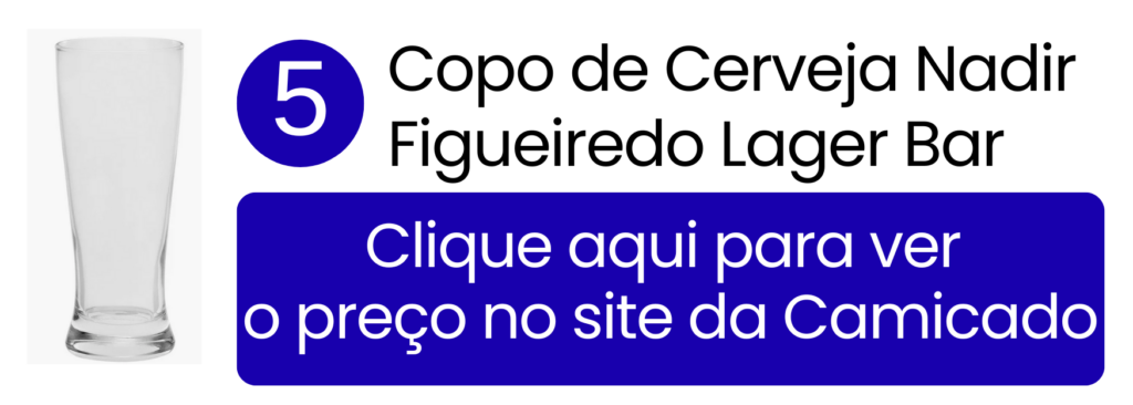 Copo de cerveja Nadir Figueiredo Lager Bar de vidro tradicional na Camicado.
