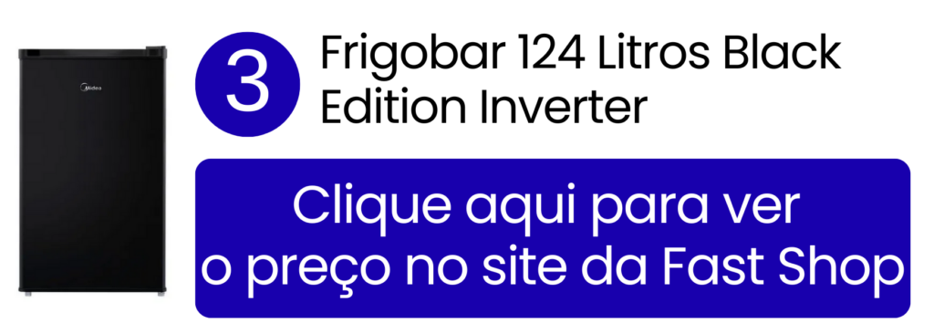 Frigobar Midea Black Edition preto 124 litros com tecnologia Inverter na Fast Shop.