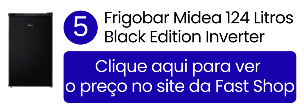 Frigobar Midea Black Edition 124 litros com tecnologia Inverter na Fast Shop.