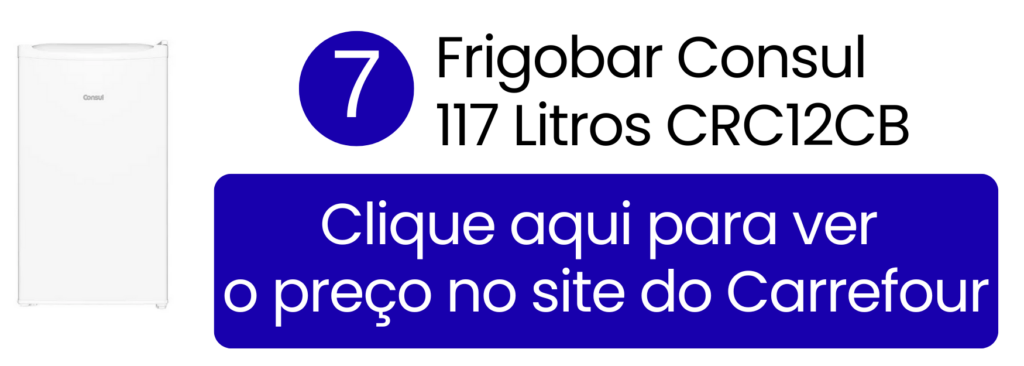 Frigobar Consul 117 litros modelo CRC12CB com gaveta multiuso no Carrefour.