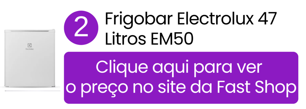 Frigobar Electrolux 47 litros Efficient branco modelo EM50 na Fast Shop.