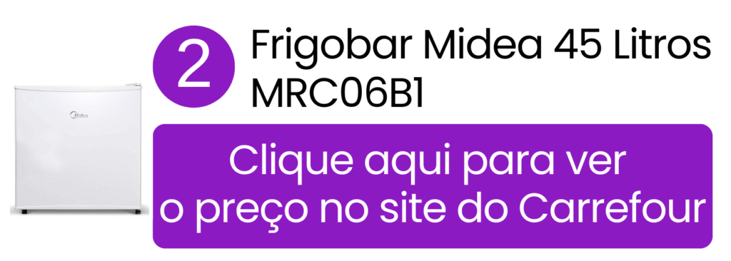Frigobar branco Midea 45 litros ideal para quem busca economia no Carrefour.