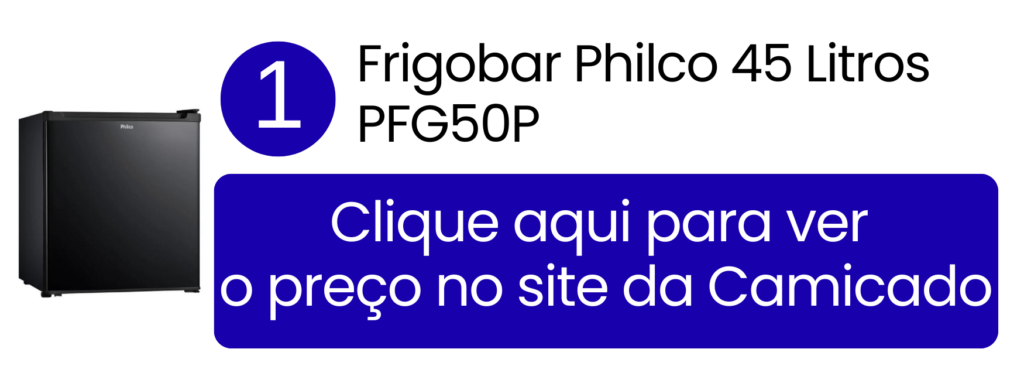 Frigobar Philco 45 litros preto ideal para ambientes pequenos na Camicado.