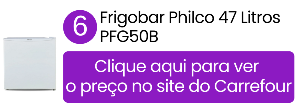 Frigobar Philco 1 porta 47 litros branco modelo PFG50B no Carrefour.