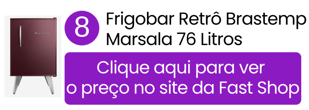 Frigobar Brastemp Retrô 76 litros cor Marsala Wine na Fast Shop.