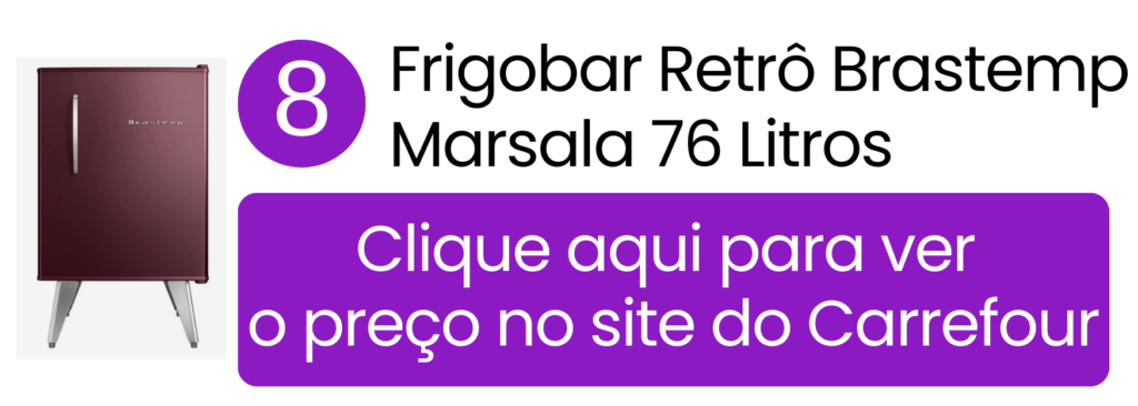 Frigobar Brastemp Retrô 76 litros cor Marsala no Carrefour.