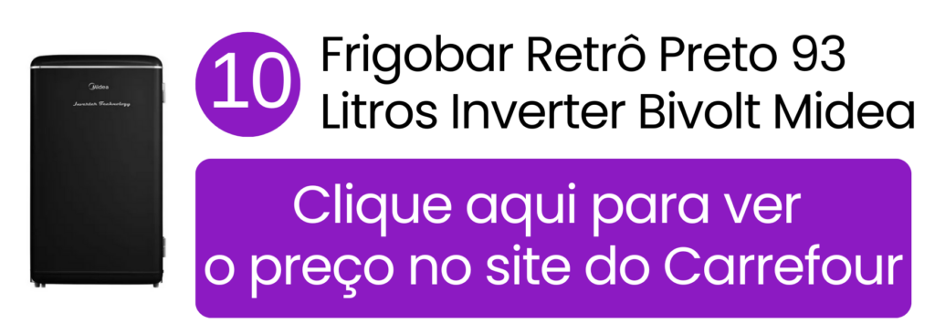 Frigobar Midea Retrô 93 litros Inverter preto bivolt no Carrefour.