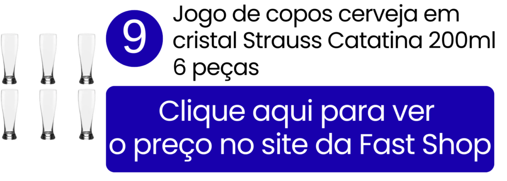 Jogo de copos para cerveja em cristal Strauss Catatina com 6 peças na Fast Shop.