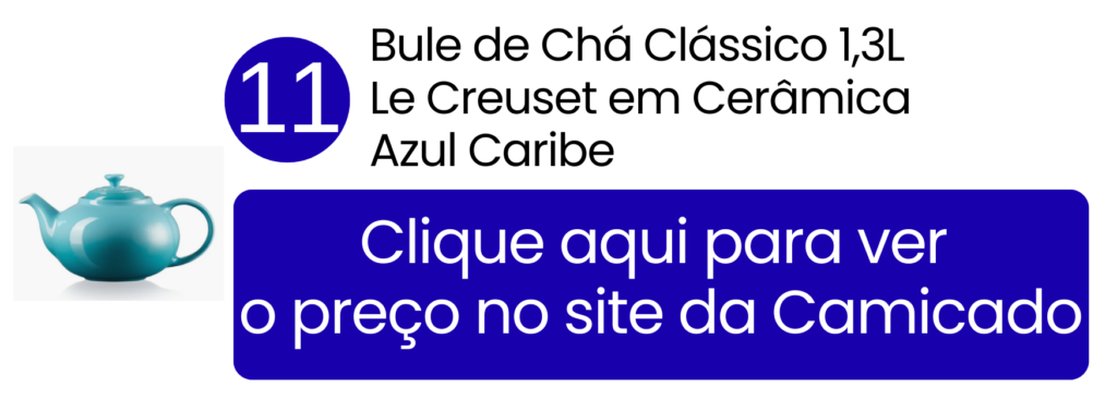 Bule clássico Le Creuset Azul Caribe resistente e fácil de limpar na Camicado.