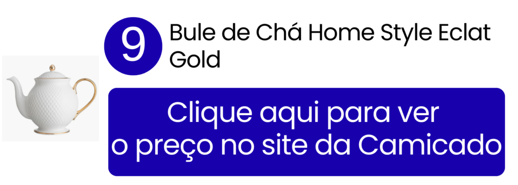Bule de chá com acabamento em ouro Eclat Gold para ocasiões especiais na Camicado.