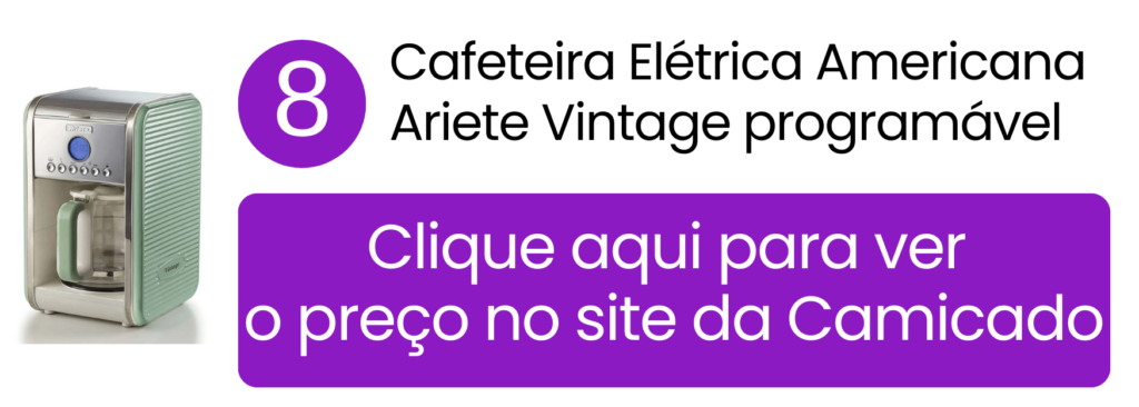 Cafeteira programável Ariete Vintage para decoração e funcionalidade na Camicado.
