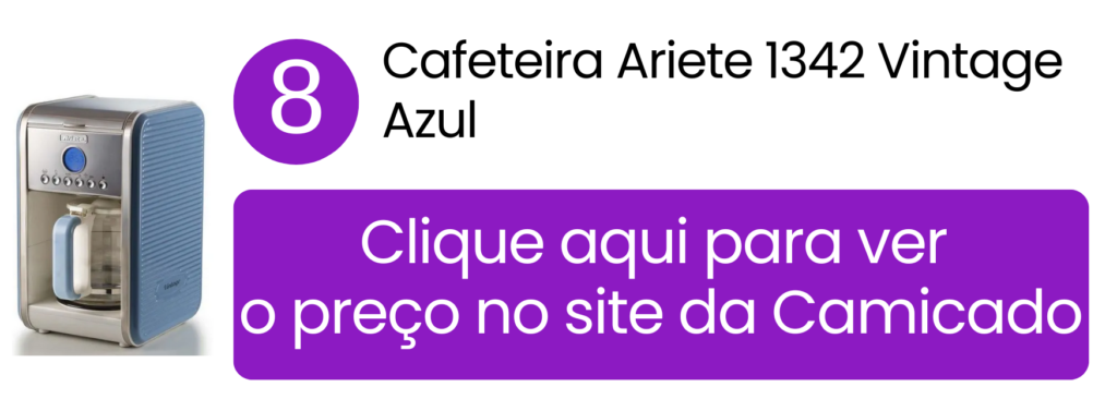 Cafeteira compacta Ariete Vintage azul com filtro permanente na Camicado.