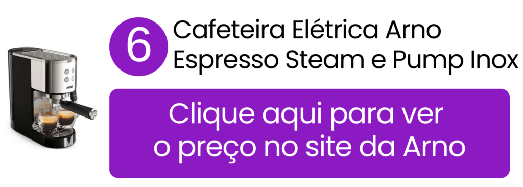 Cafeteira Arno Espresso Steam e Pump com acabamento em inox e visual sofisticado.