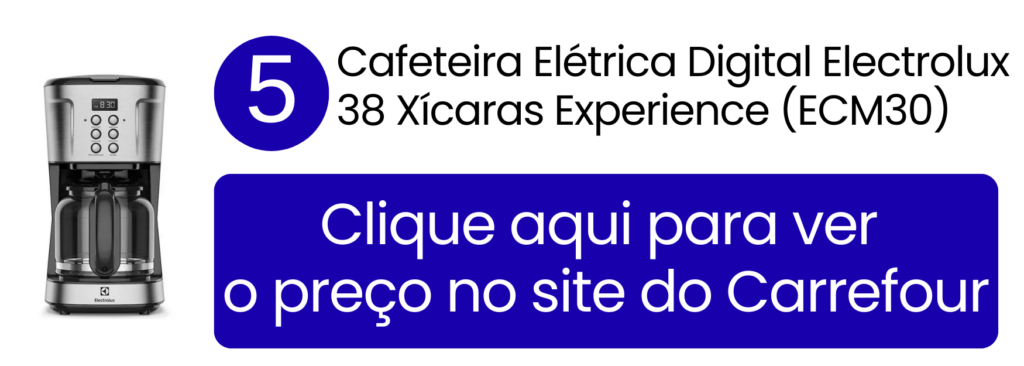 Cafeteira Electrolux ECM30 com timer programável e base aquecedora no Carrefour.