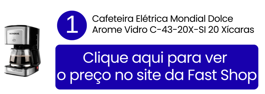 Cafeteira Mondial Dolce Arome 20 xícaras com jarra de vidro na Fast Shop.