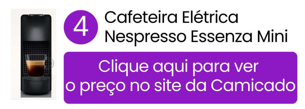 Cafeteira Nespresso Essenza Mini preta, leve e compacta para espaços pequenos na Camicado.