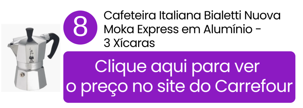 Cafeteira italiana Bialetti de 3 xícaras clássica e durável no Carrefour.