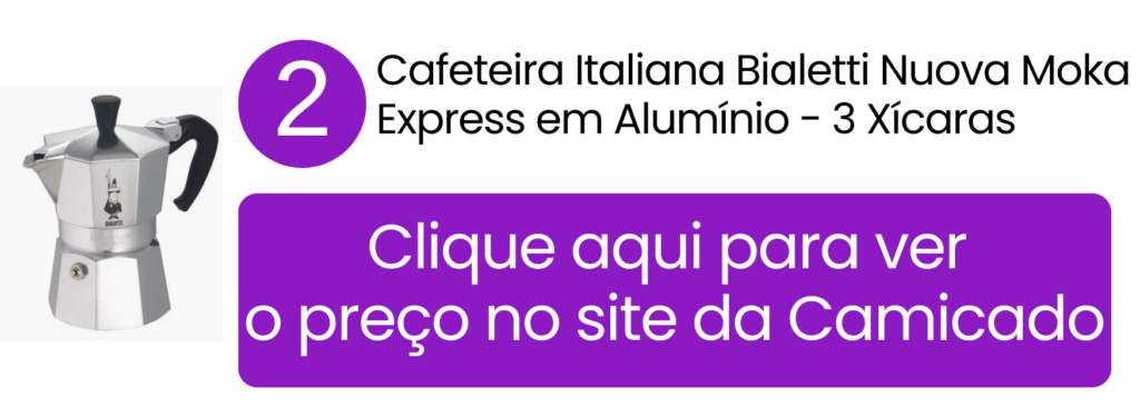 Cafeteira italiana Bialetti Nuova Moka Express ideal para rotinas rápidas na Camicado.