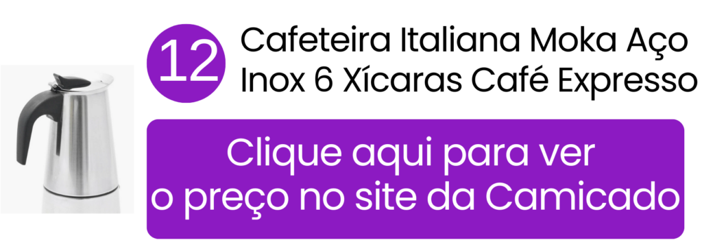 Cafeteira italiana em aço inox de alta durabilidade e fácil limpeza na Camicado.