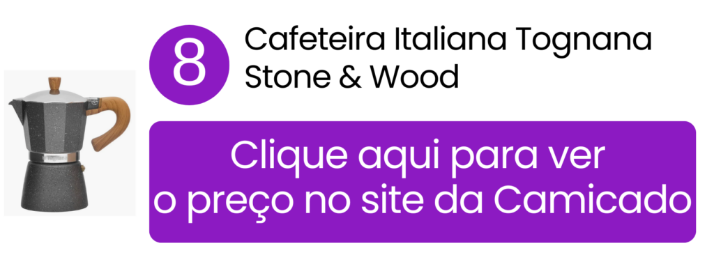 Cafeteira italiana Tognana Stone & Wood com acabamento em estilo madeira na Camicado.
