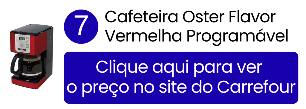 Cafeteira Oster Flavor vermelha com design moderno e função programável no Carrefour.