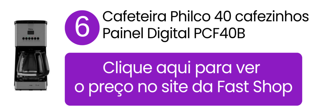 Cafeteira Philco PCF40B com painel digital para 40 xícaras na Fast Shop.