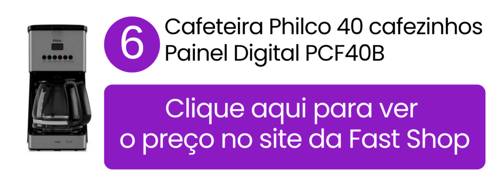 Cafeteira Philco PCF40B com painel digital e capacidade para 40 xícaras na Fast Shop.