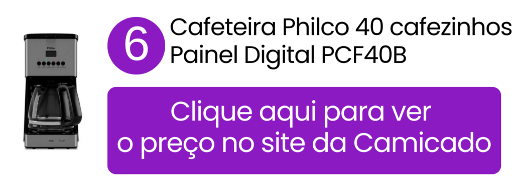 Cafeteira Philco PCF40B de 1,6L em preto e inox na Camicado.