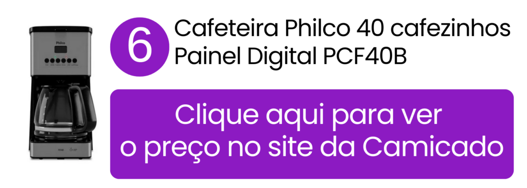 Cafeteira Philco PCF40B em preto e inox para alto consumo na Camicado.