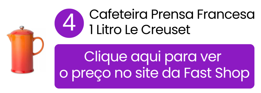 Cafeteira prensa francesa Le Creuset com excelente retenção de calor na Fast Shop.